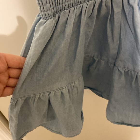 "New In" Surplice Ruffle Romper in Blue Denim Wash - Picture 11 of 13